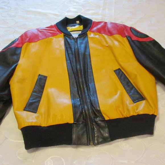 MICHAEL HOBAN GENUINE LEATHER RARE BOMBER BULL JACKET - Picture 2 of 16